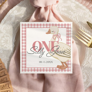Serviette En Papier Une fille d'oie sotte Cottagecore rose