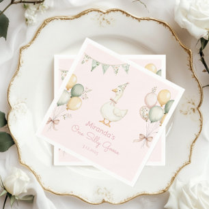 Serviette En Papier Une fille Silly Goose 1er anniversaire