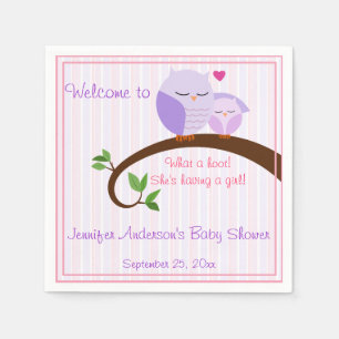 Serviette En Papier Une huée ! Serviettes pourpres de baby shower de