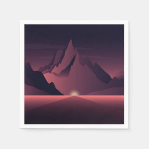 Serviette En Papier Une illustration de coucher de soleil en montagne