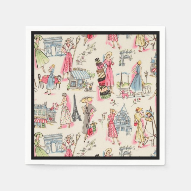 Serviette En Papier Une journée à Paris (Devant)