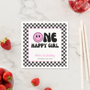 Serviette En Papier Une joyeuse fille rose joyeux anniversaire de visa