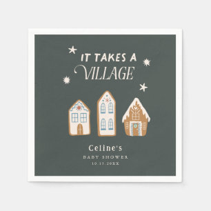 Serviette En Papier Une Maison en Pain d'Épice de Village Fille Garçon