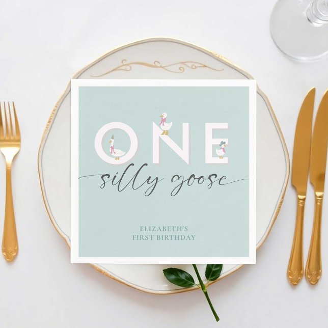Serviette En Papier Une oie bête 1er anniversaire mignonne (Créateur téléchargé)