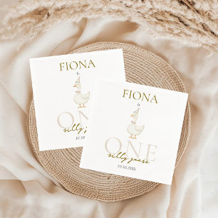 Serviette En Papier Une oie bête En vichy 1er anniversaire