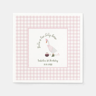 Serviette En Papier Une oie sotte fille rose En vichy 1er anniversaire
