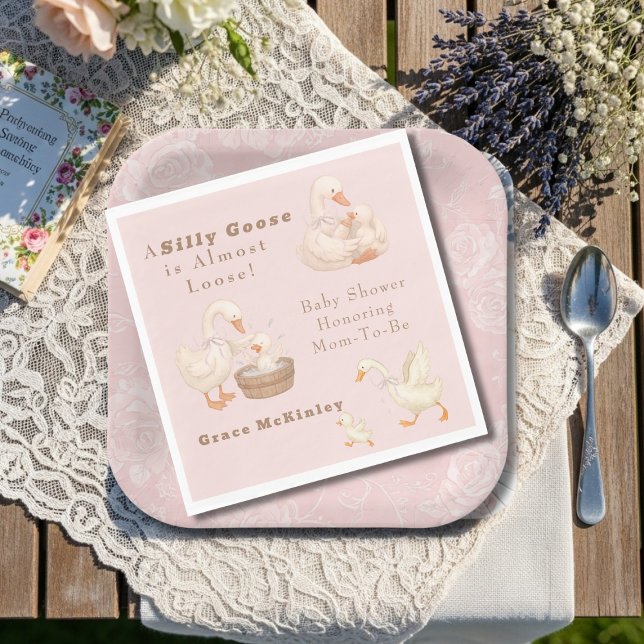 Serviette En Papier Une oie sotte rose (A Silly Goose Pink Napkins)