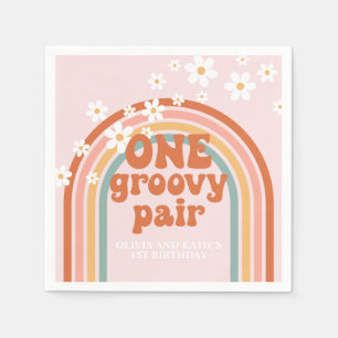 Serviette En Papier Une paire super 1er anniversaire arc-en-ciel margu