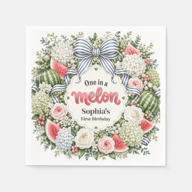 Serviette En Papier Une pastèque parmi les melons Couronne florale de  (Devant)