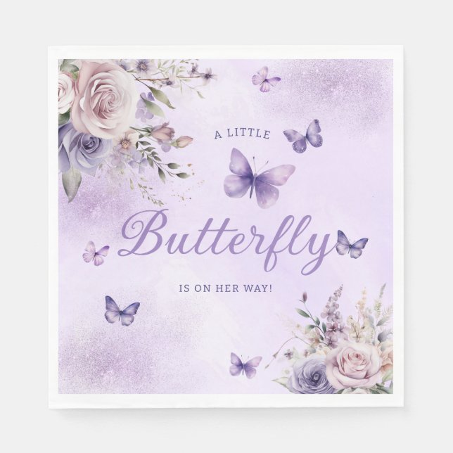 Serviette En Papier Une petite aquarelle papillon Baby shower floral (Devant)