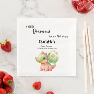 Serviette En Papier Une petite Baby Shower de dinosaure est en route