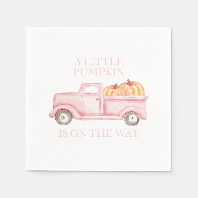 Serviette En Papier Une petite camionnette rose clair citrouille pour  (Devant)