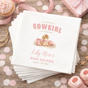 Serviette En Papier Une Petite Cowgirl En Route Fille Rose Baby Shower