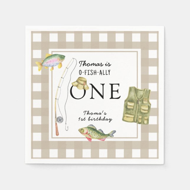 Serviette En Papier Une petite fête d'anniversaire de pêcheur (Devant)