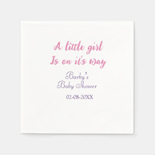 Serviette En Papier Une petite fille est en route baby shower rose nom