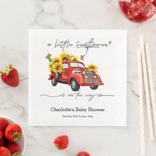 Serviette En Papier Une petite plante de tournesol arrive Baby Shower