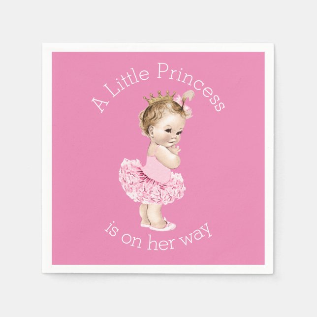 Serviette En Papier Une petite princesse Ballerina Baby shower rose (Devant)