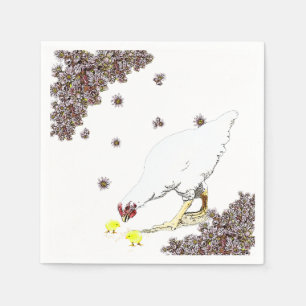 Serviette En Papier Une poule et des poussins