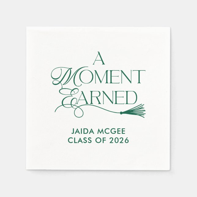 Serviette En Papier Une Réussite Méritée Graduation Verte (Devant)