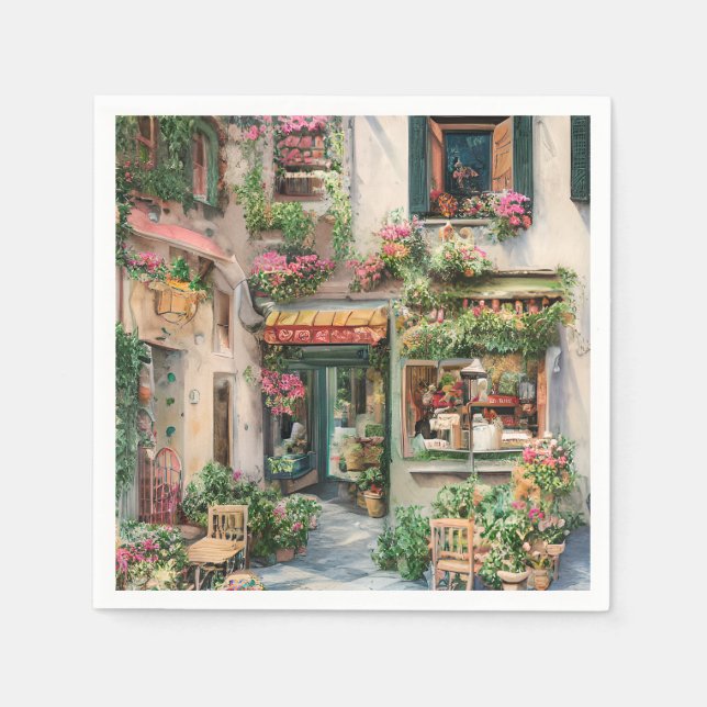 Serviette En Papier Une scène de rue italienne Série de conception d'é (Devant)