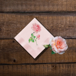 Serviette En Papier Une seule rose rose Vintage