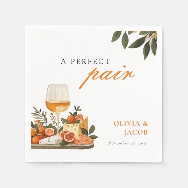 Serviette En Papier Une soirée de fiançailles vin et fromage A Perfect (Devant)