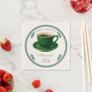 Serviette En Papier Une tasse de café Baby Shower « Un bébé est en tra