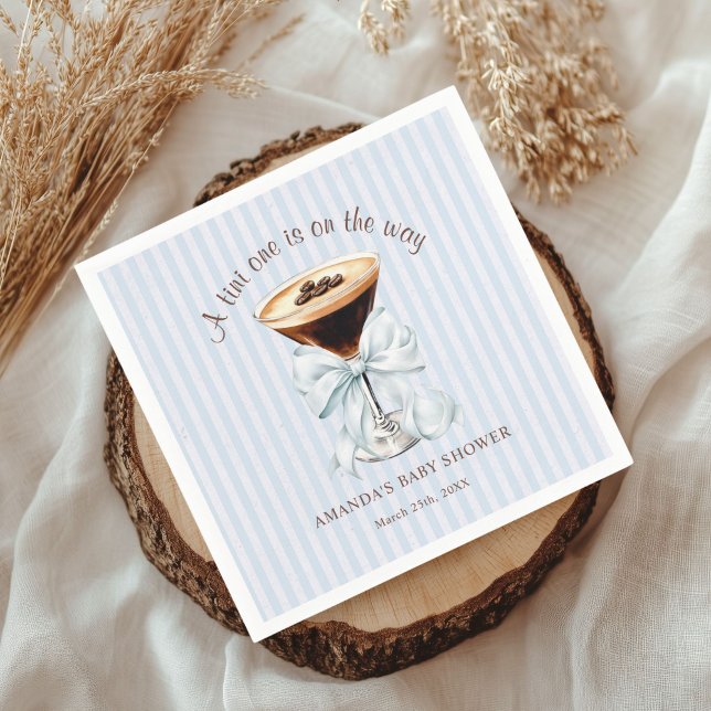 Serviette En Papier Une Tini One arrive Baby Shower  (Espresso Martini Baby shower Napkin)