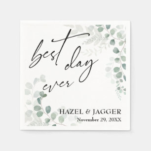 Serviette En Papier Une verdure élégante Meilleur Jour Jamais Mariage
