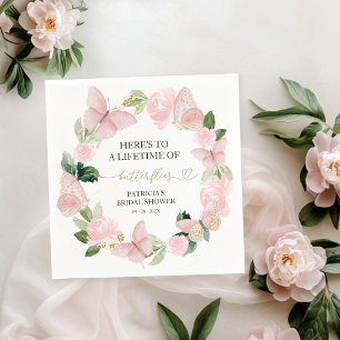 Serviette En Papier Une vie de papillons Fête des mariées rose