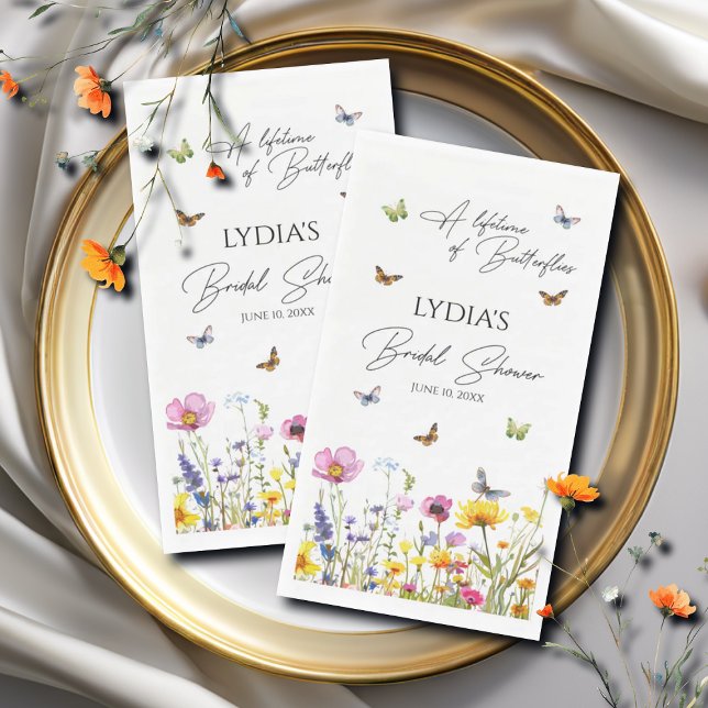 Serviette En Papier Une vie de papillons Fleur sauvage Fête des mariée (Créateur téléchargé)