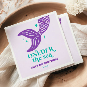 Serviette En Papier UNEder La Sirène de Mer 1ère Première Fête d'Anniv
