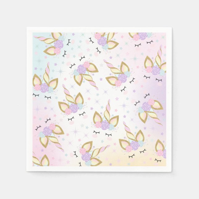 Serviette En Papier Unicorn Anniversaire de la fête Napkin Whimsical U (Devant)
