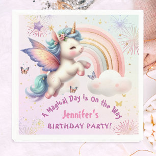 Serviette En Papier Unicorn Anniversaire fille Purple Pink Papier