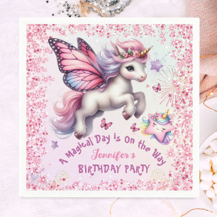 Serviette En Papier Unicorn Anniversaire fille rose violet Parties sci