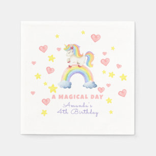 Serviette En Papier Unicorn Arc-en-ciel Jour magique Anniversaire