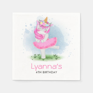 Serviette En Papier Unicorn Ballerina 4 Anniversaire