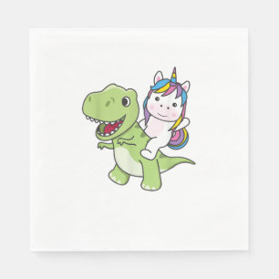 Serviette En Papier Unicorn Circule Sur Trex Cute Dinosaur Avec Unicor