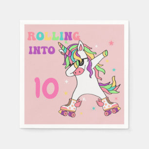 Serviette En Papier Unicorn Dabbing Roller Patinage Anniversaire