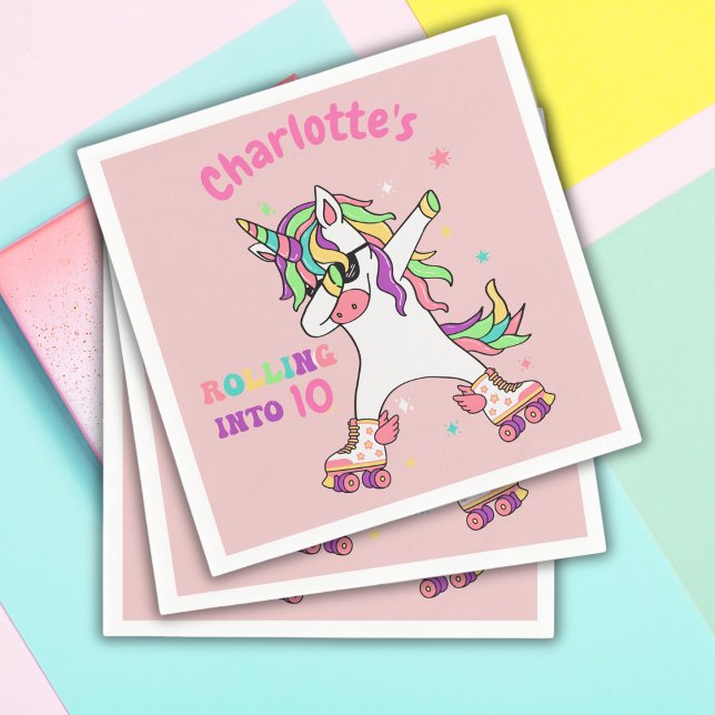 Serviette En Papier Unicorn Dabbing Roller Patinage Anniversaire (Créateur téléchargé)