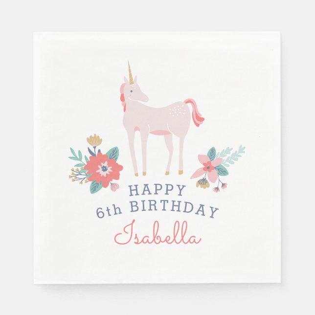 Serviette En Papier Unicorn Fields fête d'anniversaire (Devant)