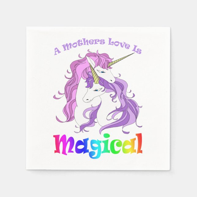 Serviette En Papier Unicorn Maman Une Mère L'Amour Est Magique (Devant)