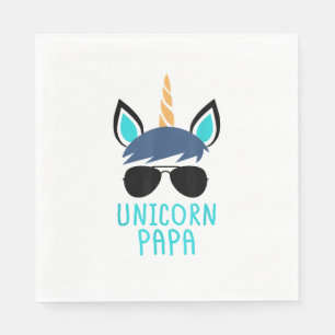 Serviette En Papier Unicorn Papa T-Shirt Drôle Fête des pères cadeau
