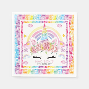 Serviette En Papier Unicorn Parties scintillant colorée Anniversaire