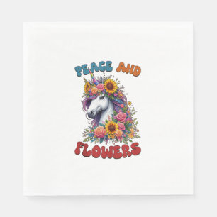 Serviette En Papier Unicorn Peace Et Fleurs Fleurie Citerne Fleur Cour