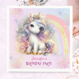 Serviette En Papier Unicorn rose or Parties scintillant fille Annivers