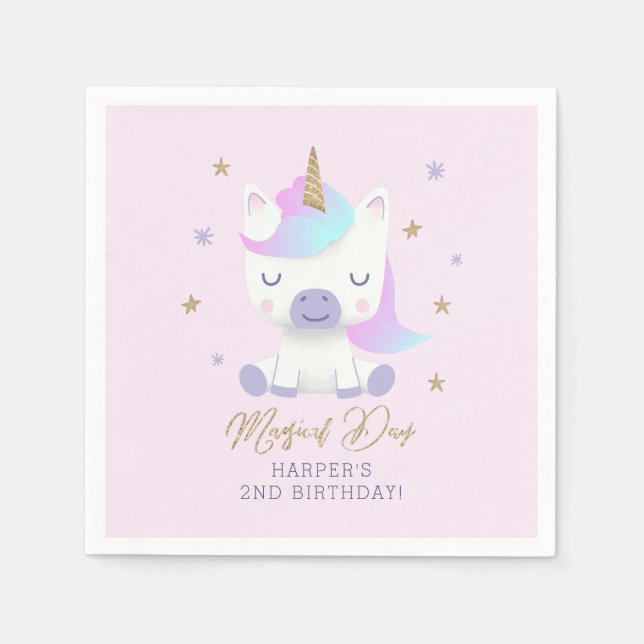 Serviette En Papier Unicorn Thème Anniversaire (Devant)