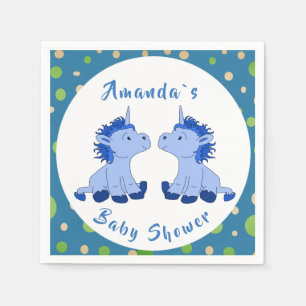 Serviette En Papier Unicorn Twin Boy Baby shower Party
