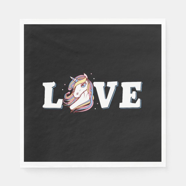 Serviette En Papier Unicorne amour (Devant)