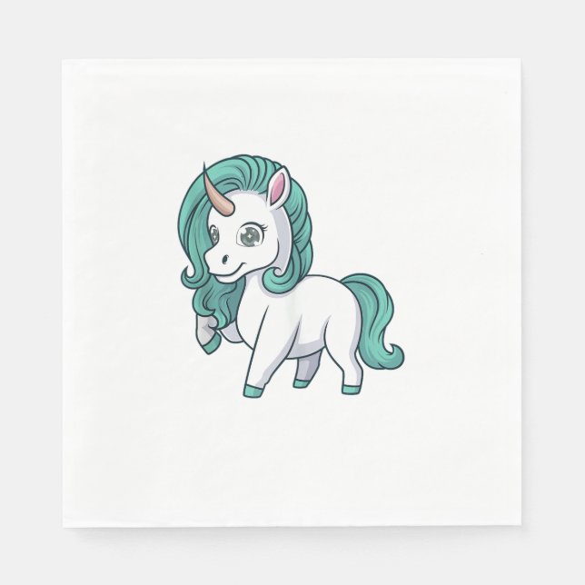 Serviette En Papier Unicorne Avec Pétrole Mane Cute Drôle Conception U (Devant)